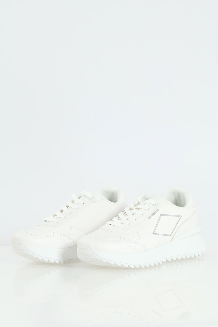 Freya Embroidered Diamond Lace Up Sneaker - White