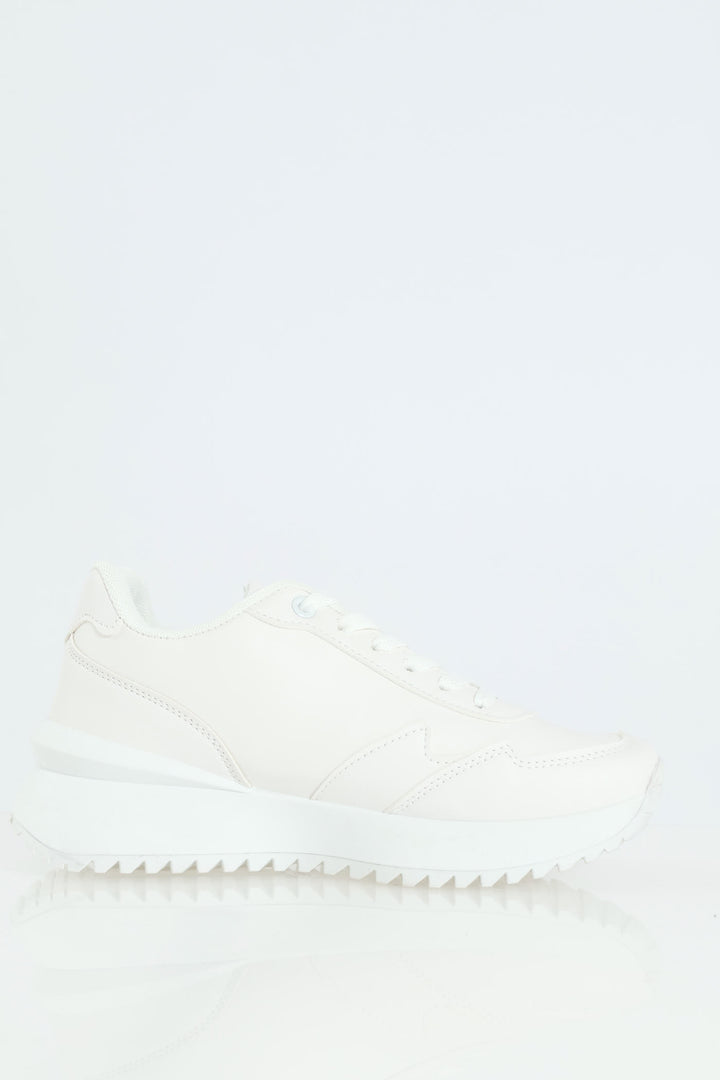 Freya Embroidered Diamond Lace Up Sneaker - White