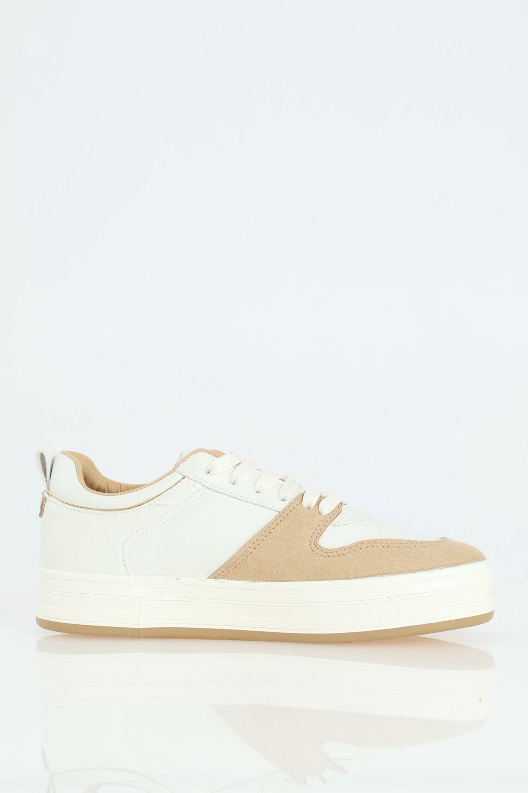 Panelled Platform Sneaker - White