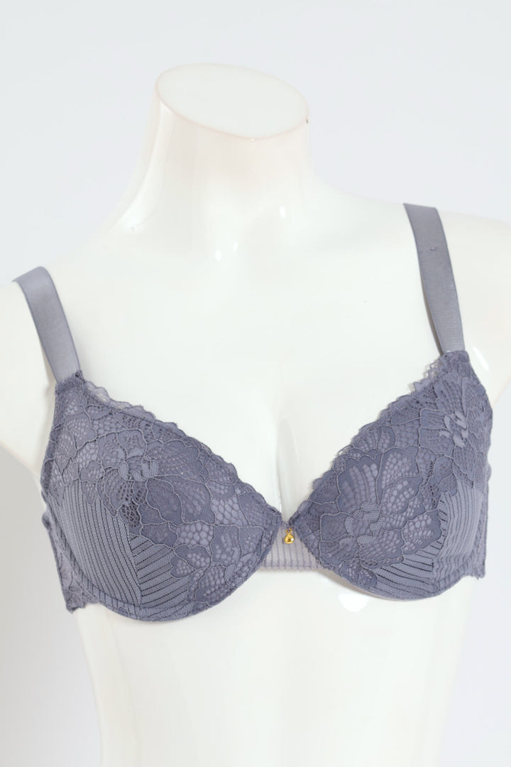 2 Pack Galloon Lace Stripe T-Shirt Bra - Blue/ Black