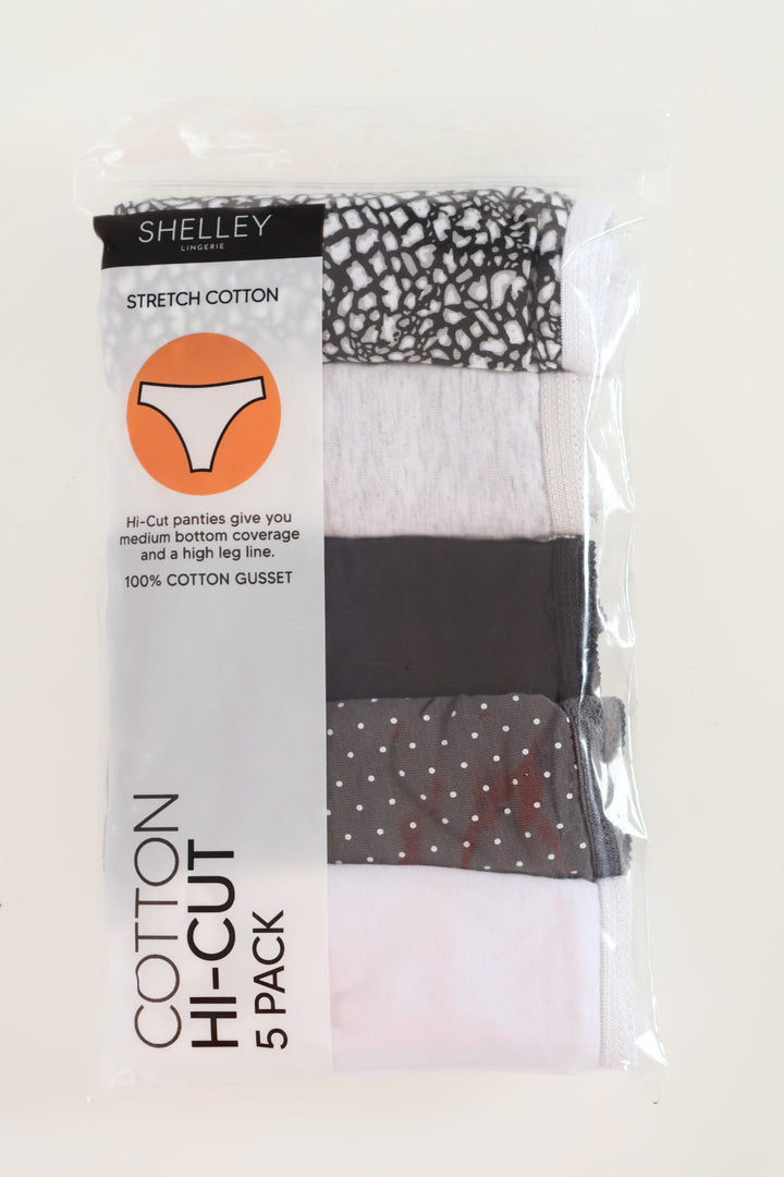 5 Pack Cotton Stretch HI-Cut Panty - Multi