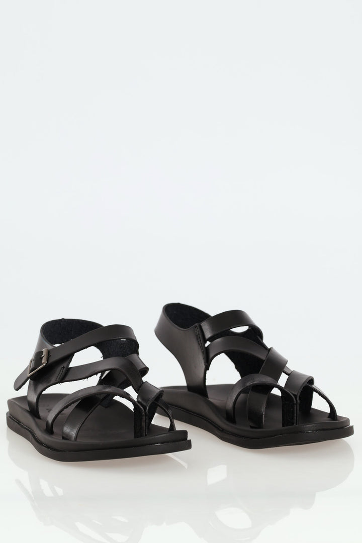 Back Strap Sandals - Black