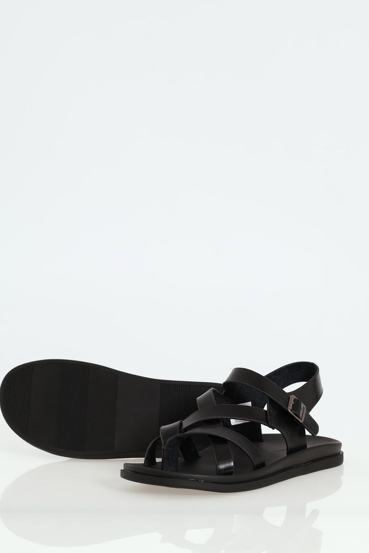 Back Strap Sandals - Black