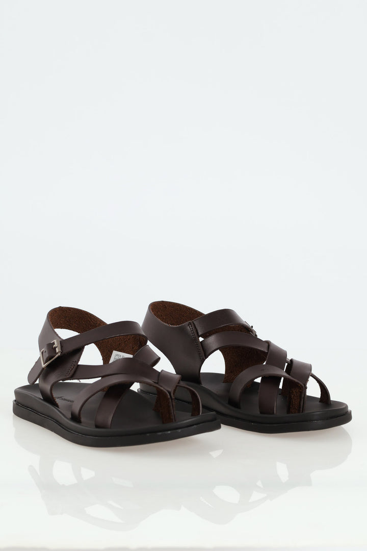 Back Strap Sandals - Brown