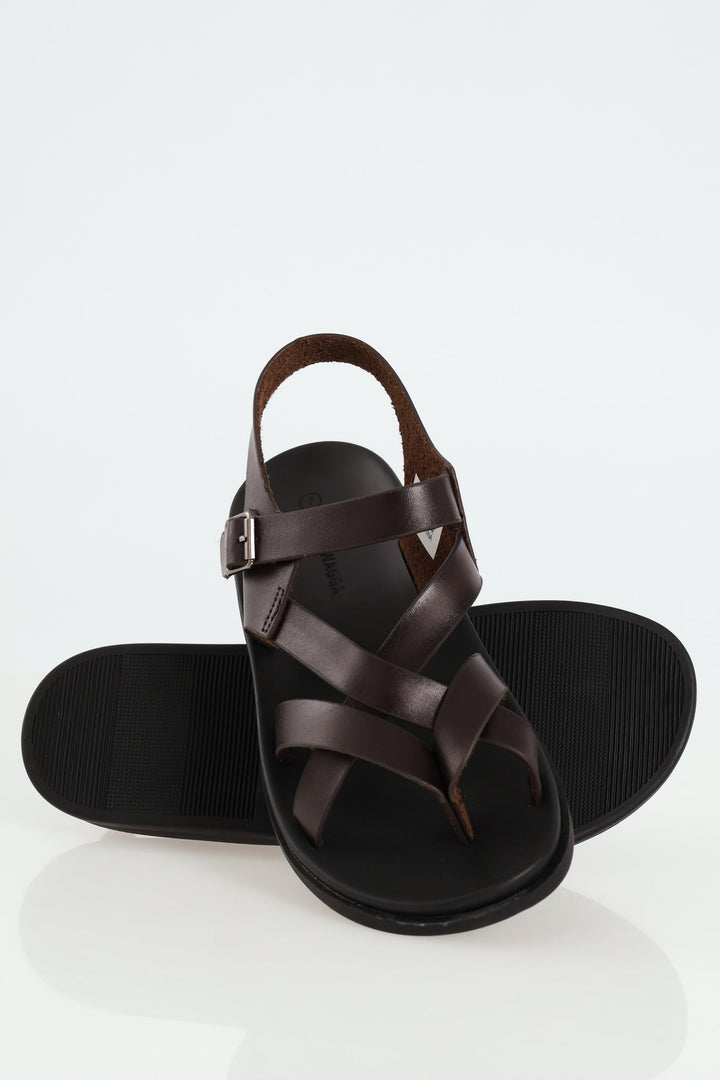 Back Strap Sandals - Brown