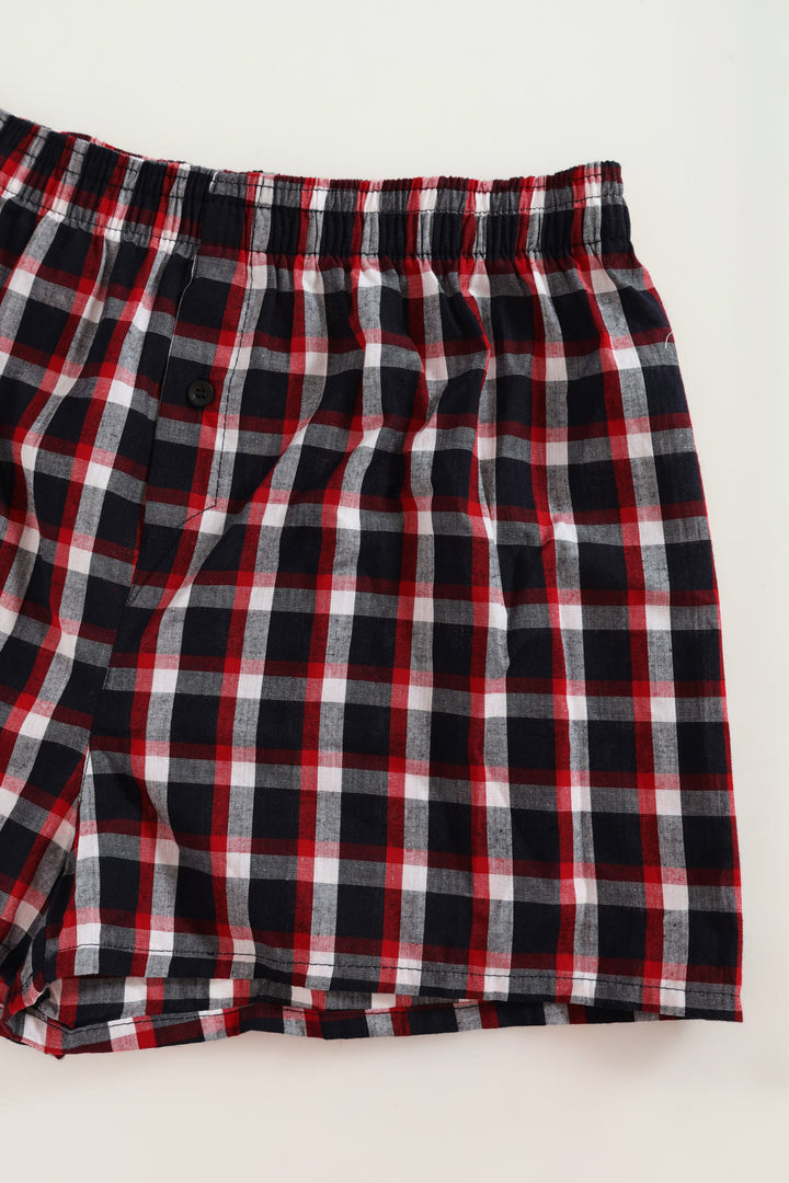 Single Check Woven Boxer - Red