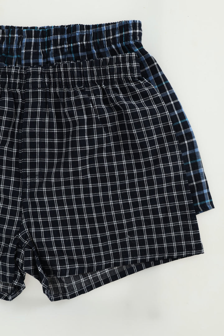 Boys 2 Pack Check Woven Boxers - Multi