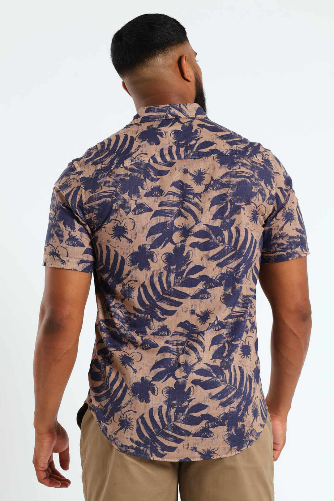 Floral Short Sleeve Shirt - Stone/Blue