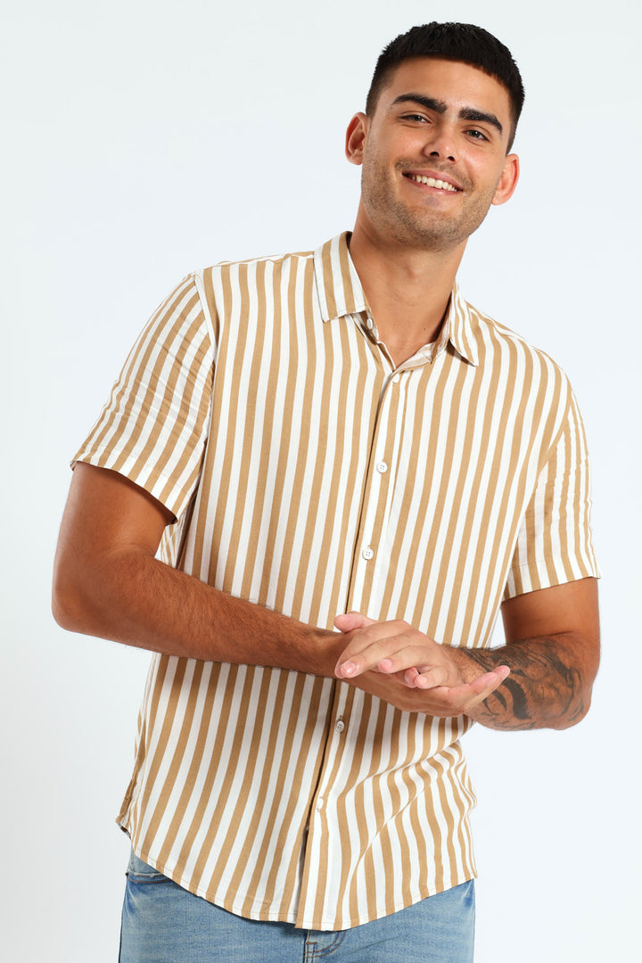 Viscose Stripe Shirt - Tabacco