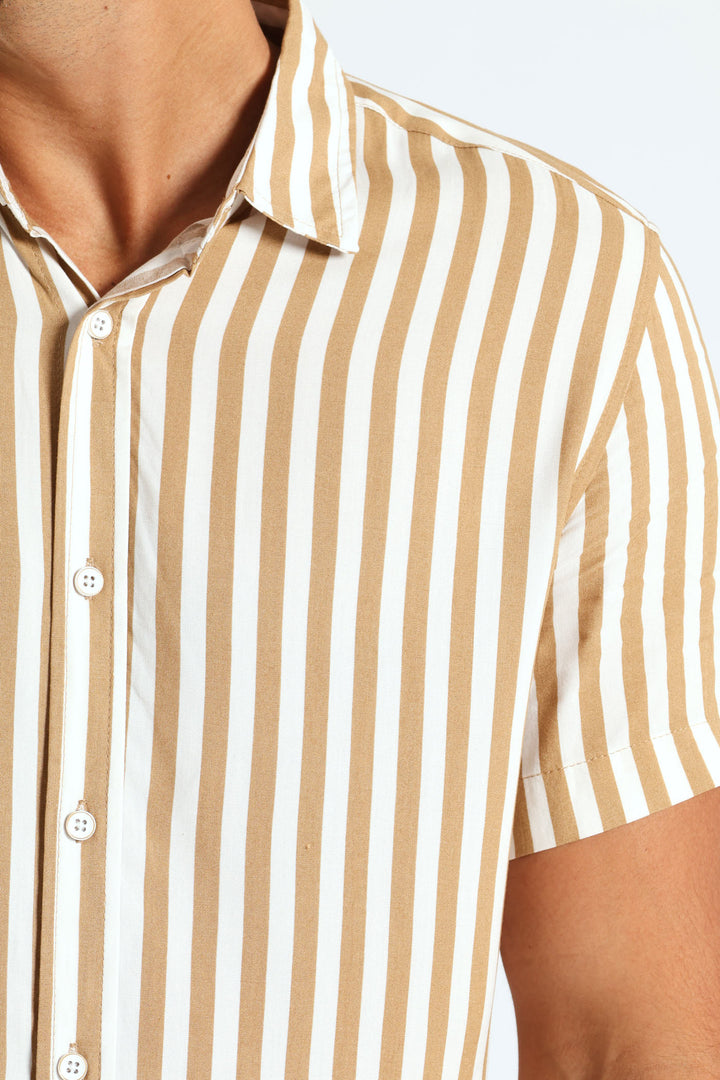 Viscose Stripe Shirt - Tabacco