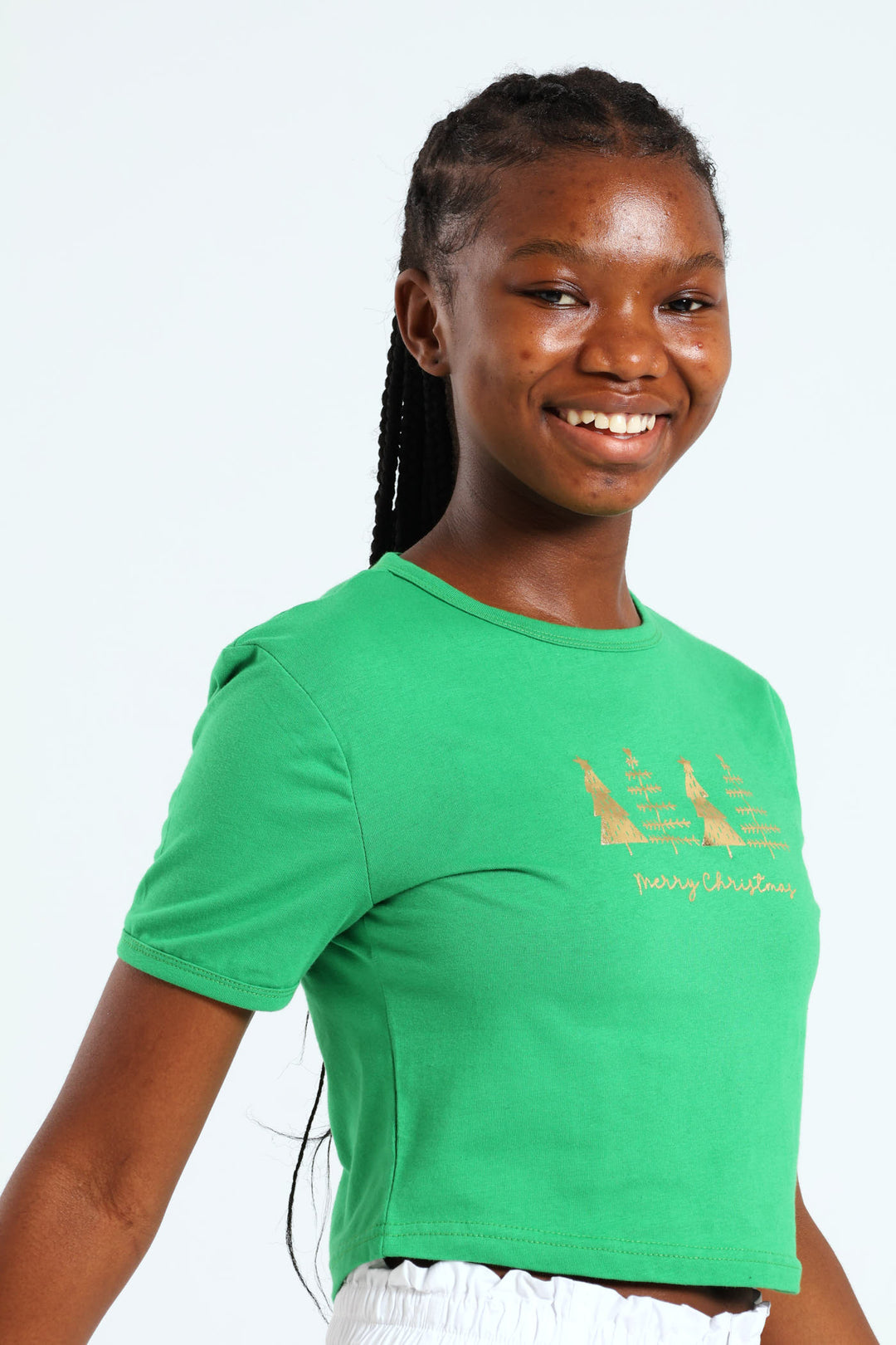 Girls Christmas Ringer Tee - Green