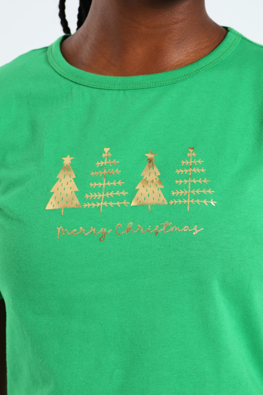 Girls Christmas Ringer Tee - Green