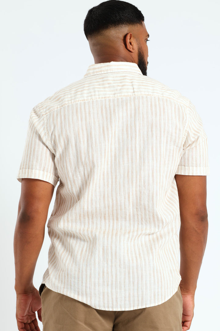 Short Sleeve Stripe Shirt - Light Stone