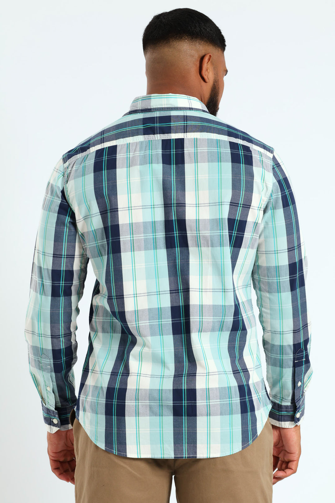 Battery Slim Fit Plaid Shirt - Dark Blue