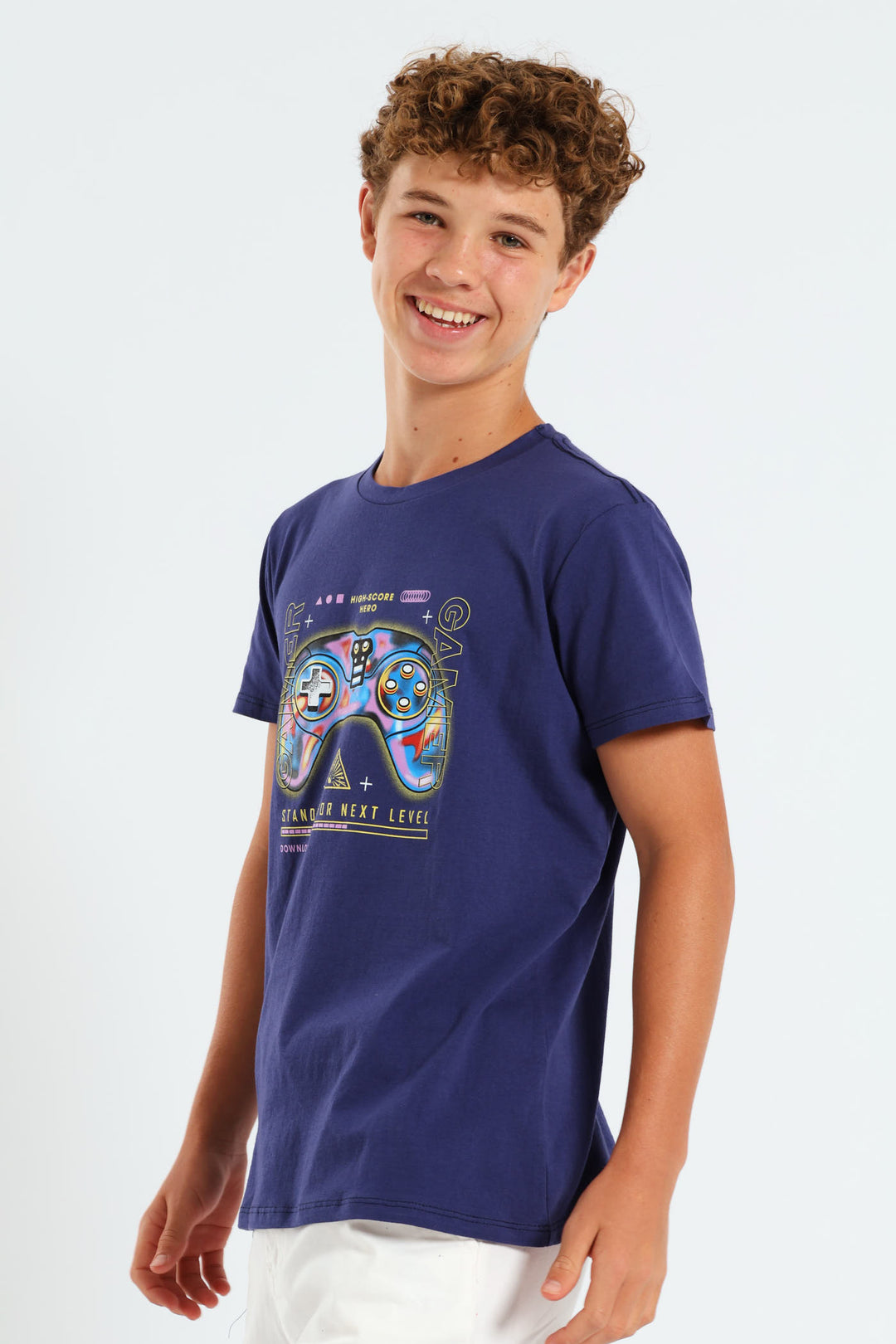 Boys Gamer Print Tee - Navy