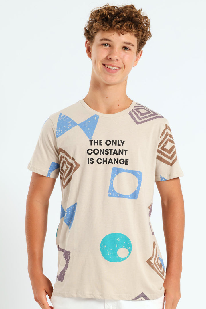 Boys Abstract Print Change Tee - Stone