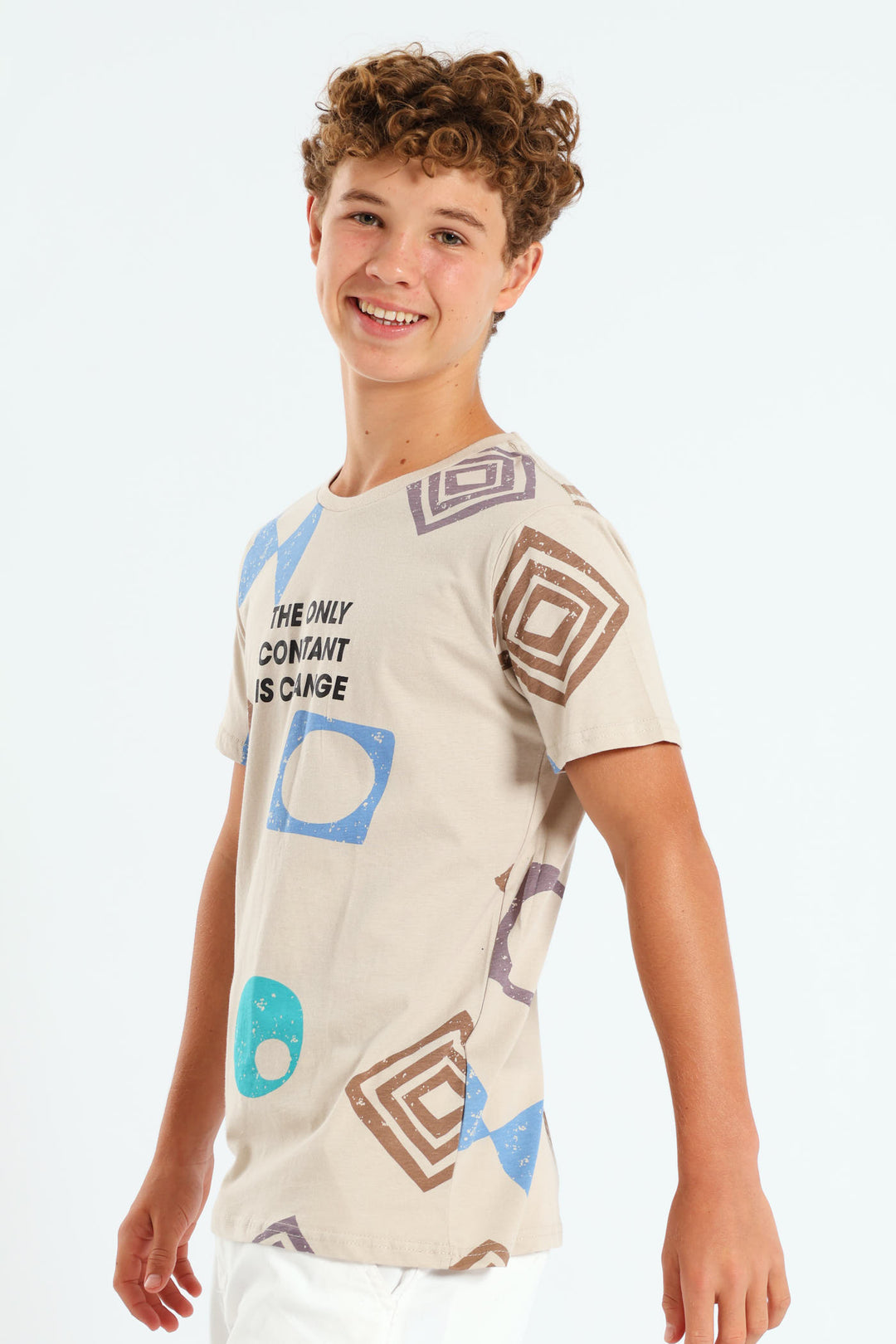 Boys Abstract Print Change Tee - Stone