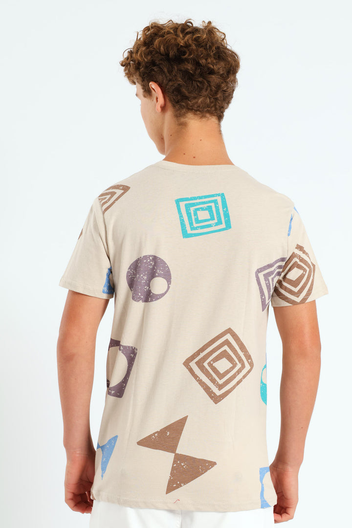 Boys Abstract Print Change Tee - Stone