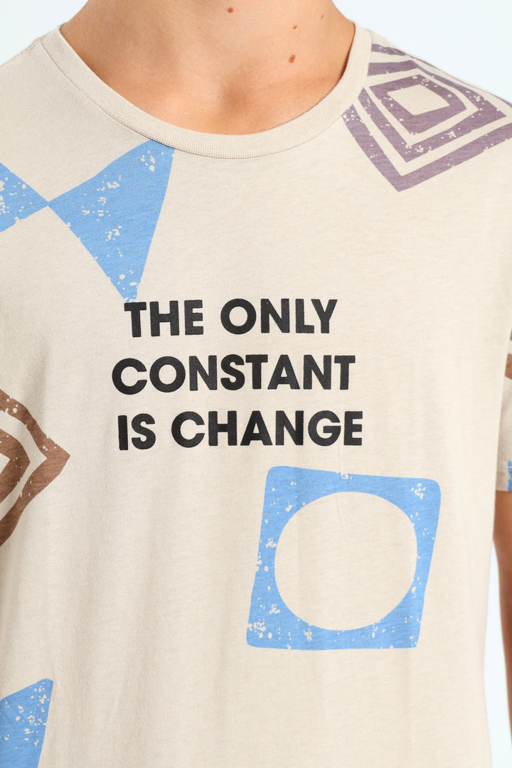 Boys Abstract Print Change Tee - Stone