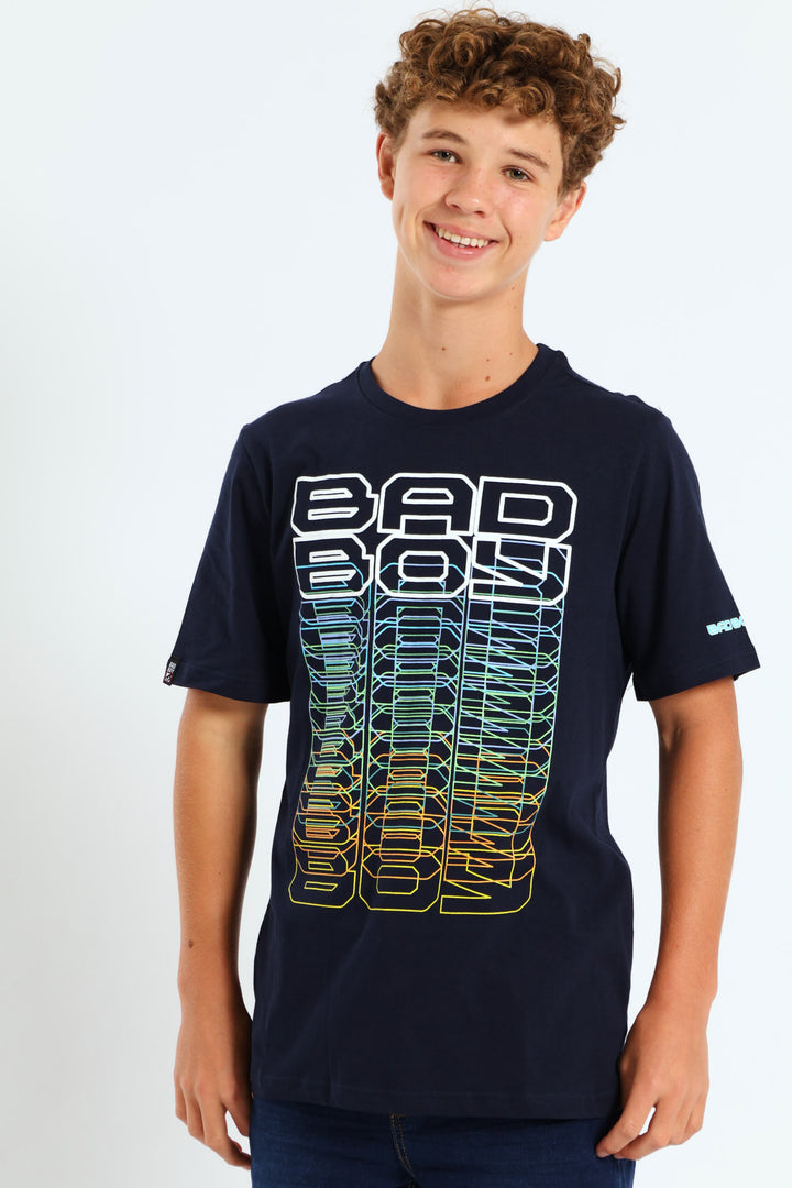 Boys Duo Tone Tee - Navy