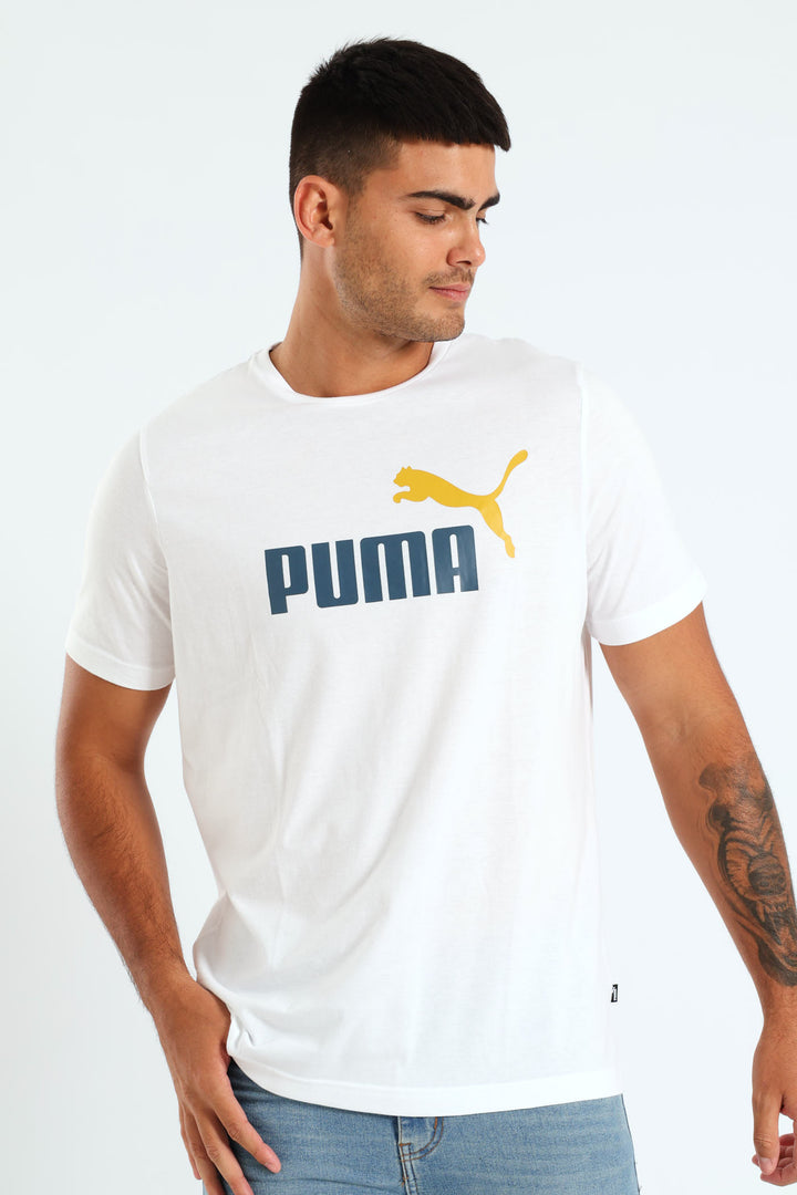 Essential Plus 2 Tone Logo Tee - White