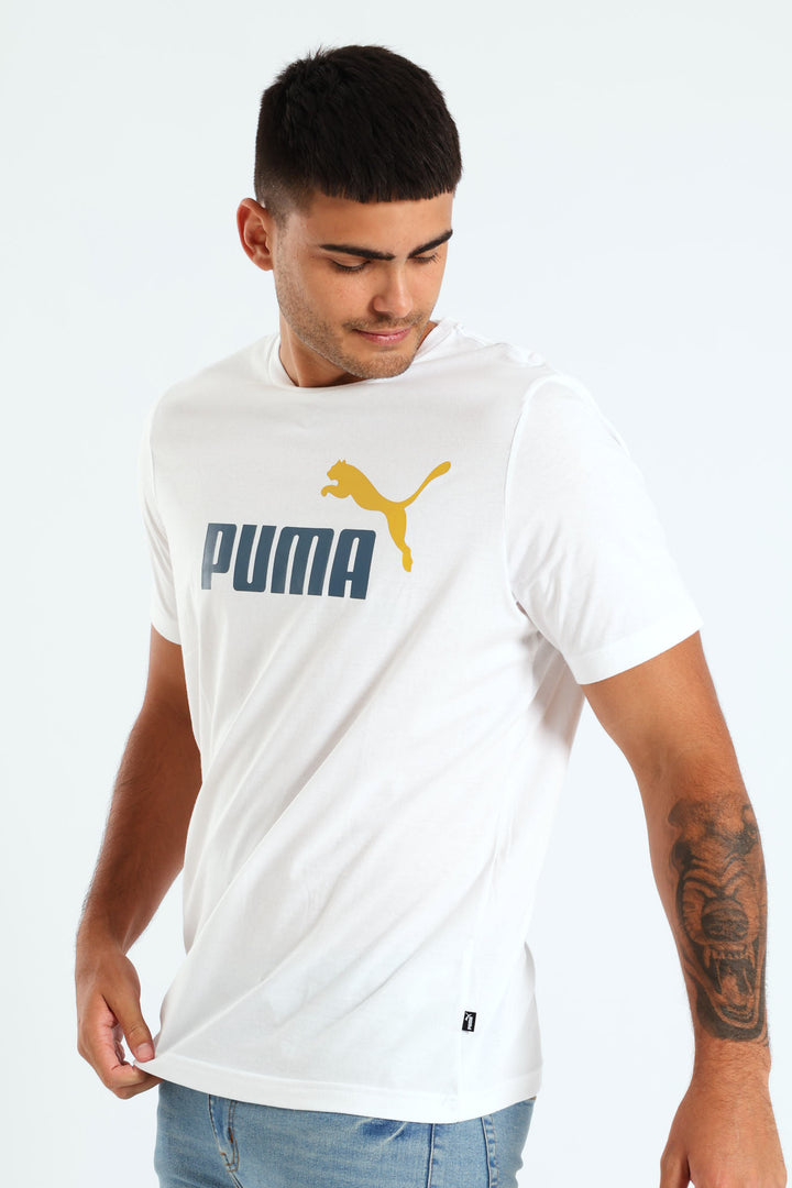 Essential Plus 2 Tone Logo Tee - White