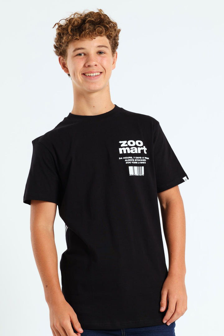 Boys Flock Back Print T-Shirt - Black