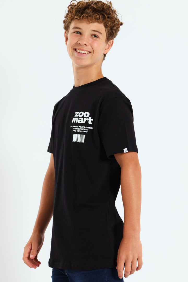 Boys Flock Back Print T-Shirt - Black