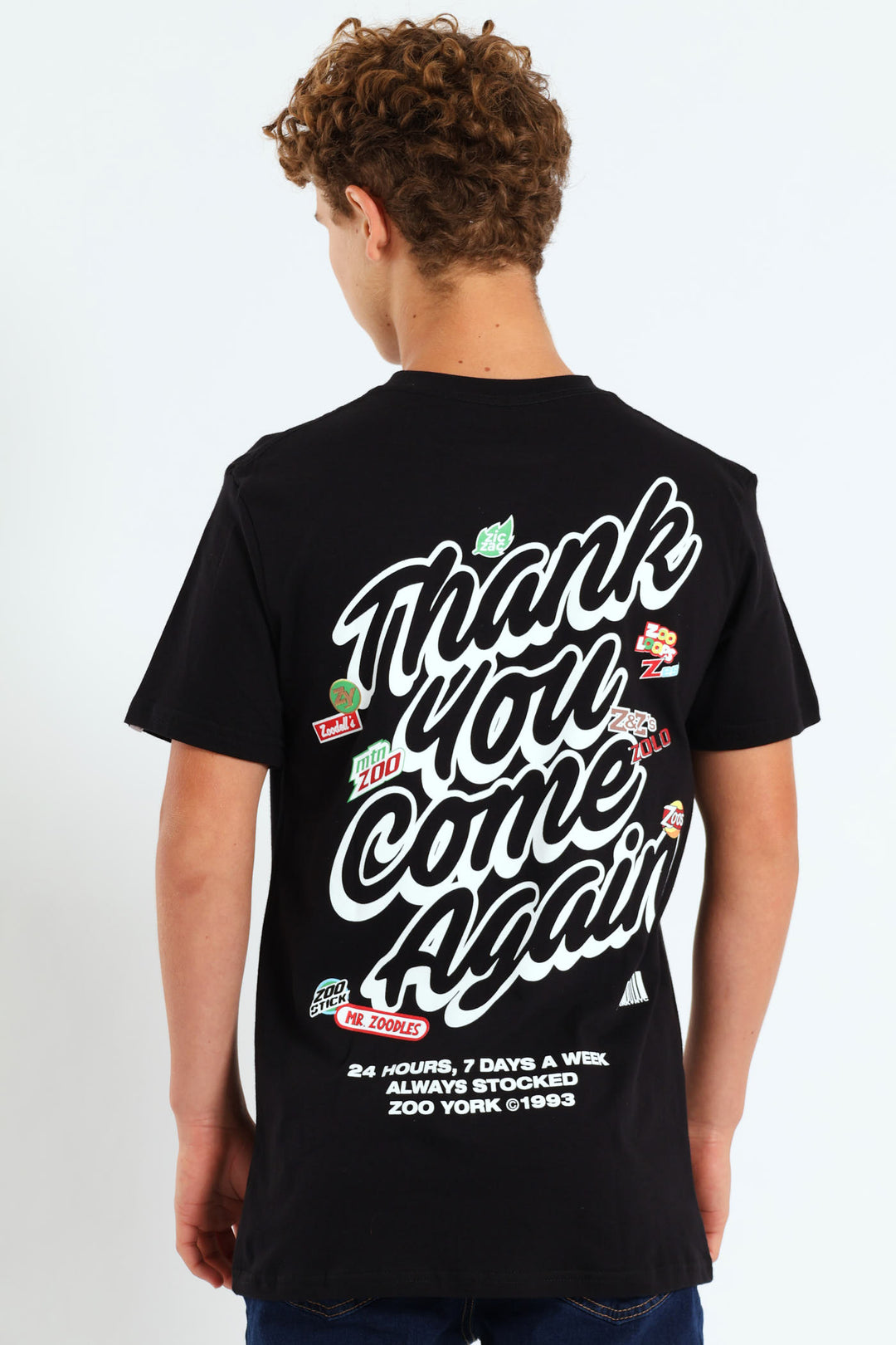 Boys Flock Back Print T-Shirt - Black