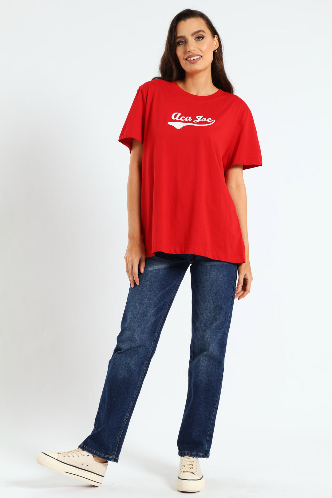 Tail Embroidery Crew Tee - Red