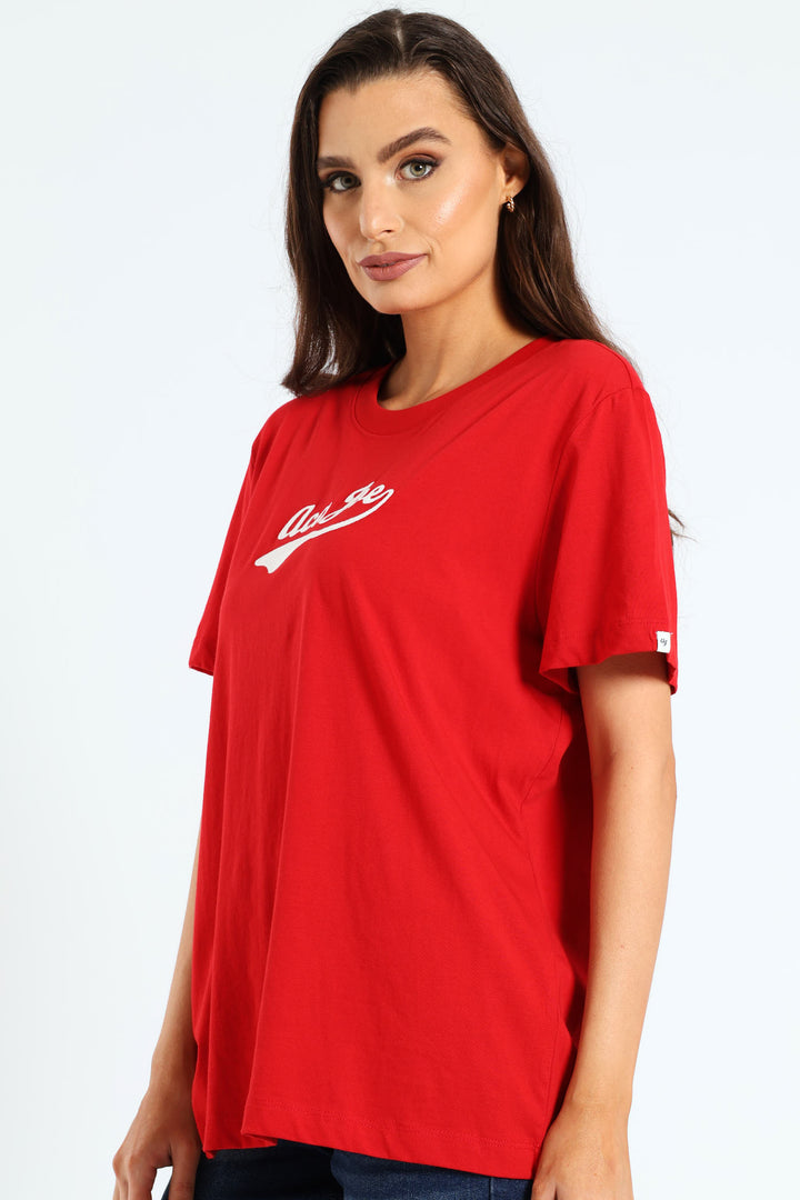 Tail Embroidery Crew Tee - Red