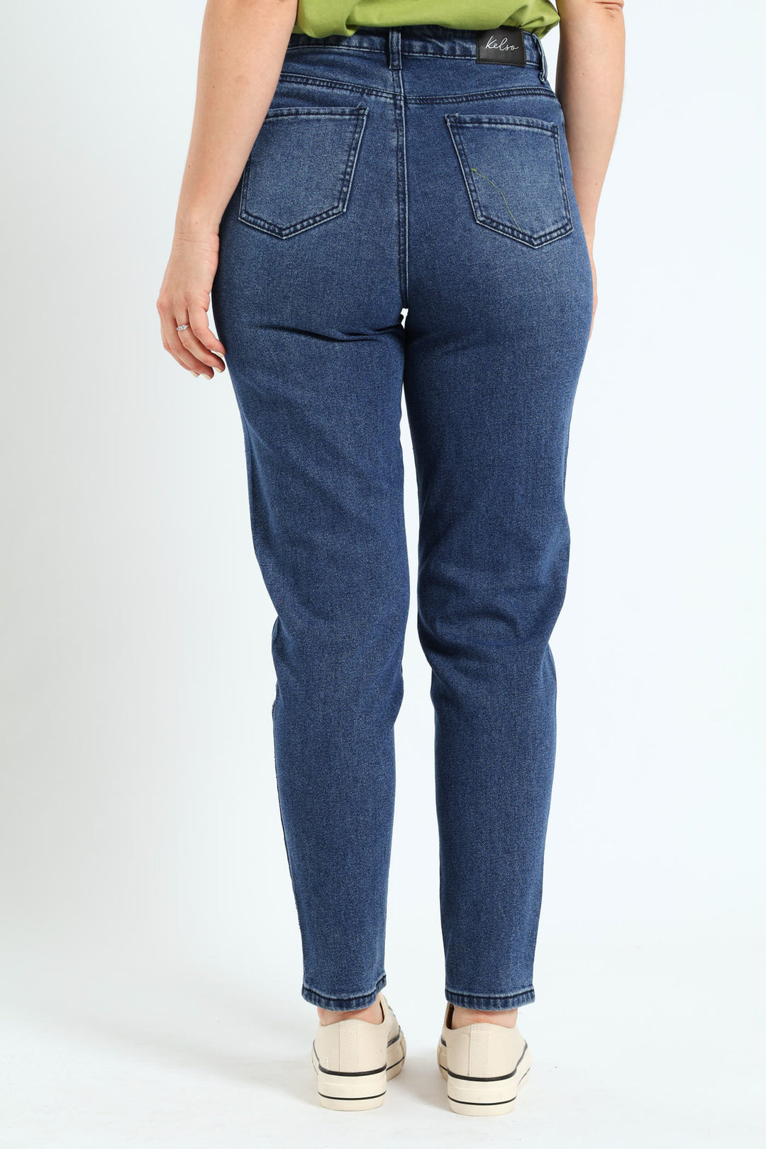 Argyle Embellished Mom Jean - Dark Wash Ink