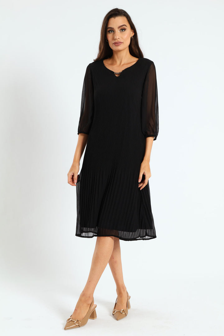 Release Pleat Dress - Black