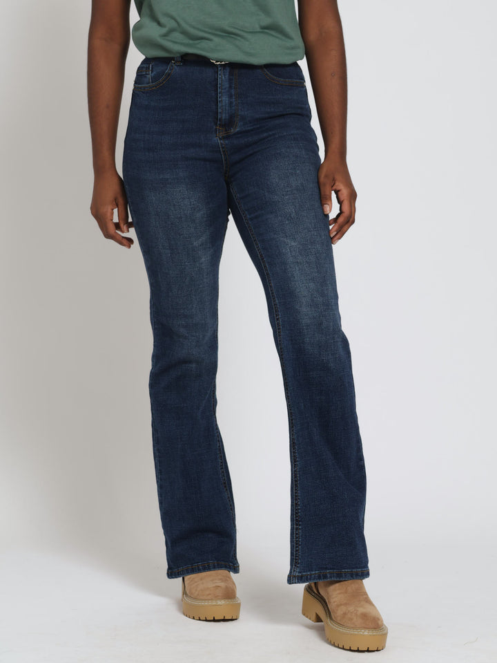 Belted Bootleg Jean - Dark Wash Ink