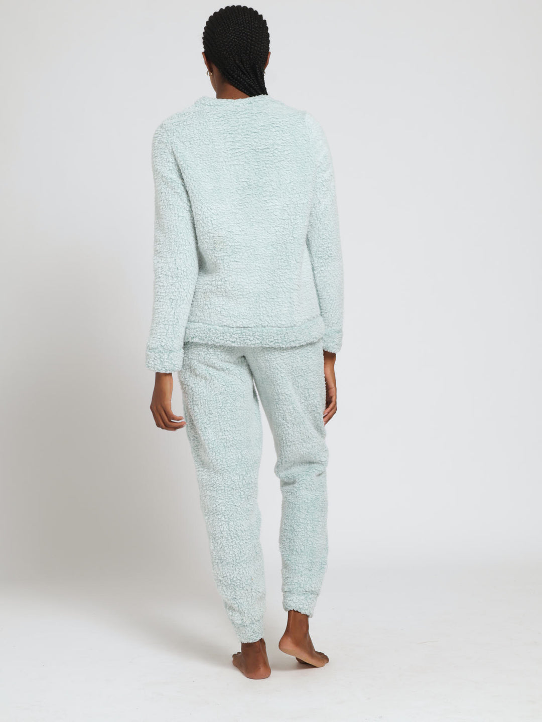 Long Sleeve Cosy Jogger Pj Set - Aqua