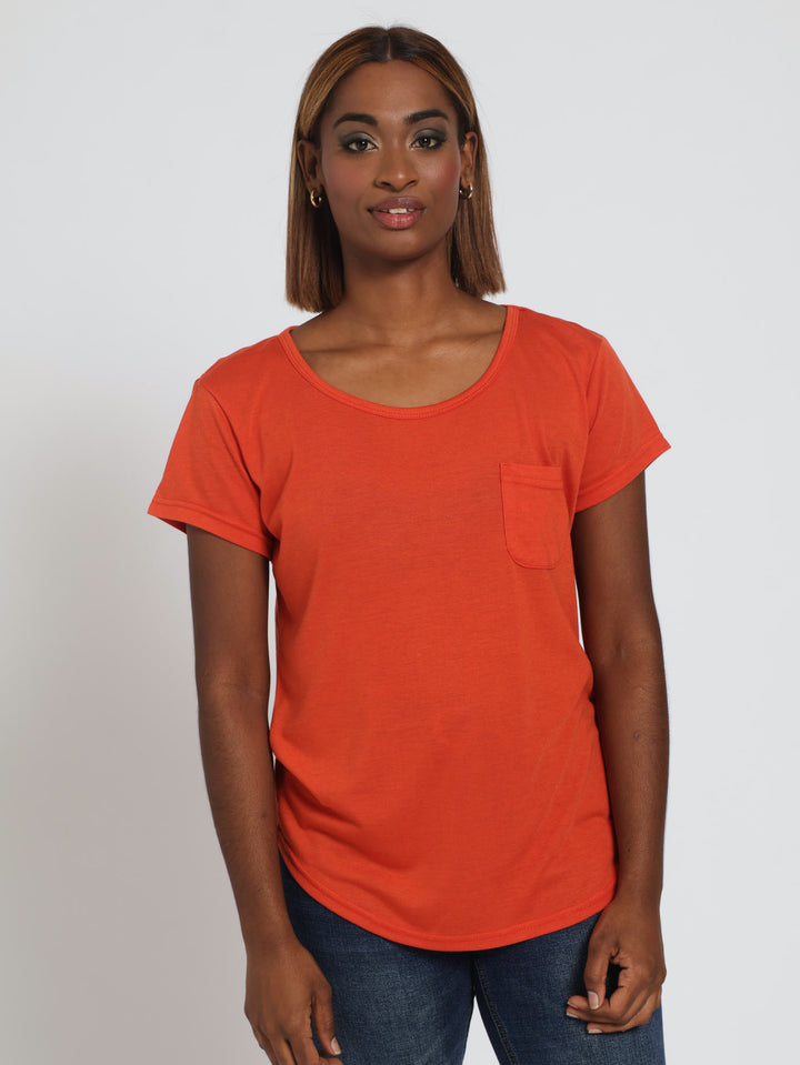 Basic Pocket Tee - Burnt Orange