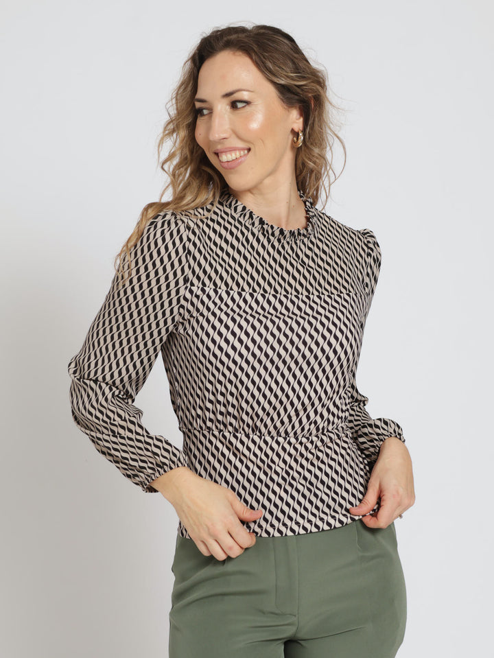 Hi-Neck Slinky Combo Blouse - Black – Edgars