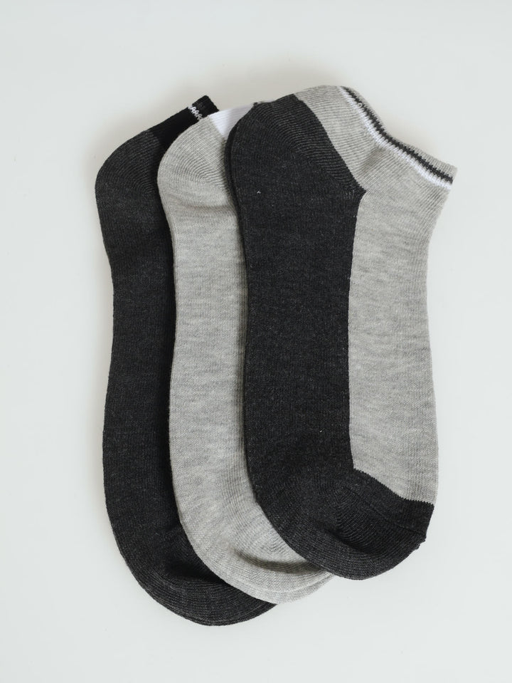 3 Pack Fashion Lowcut Socks - Grey/Black/White