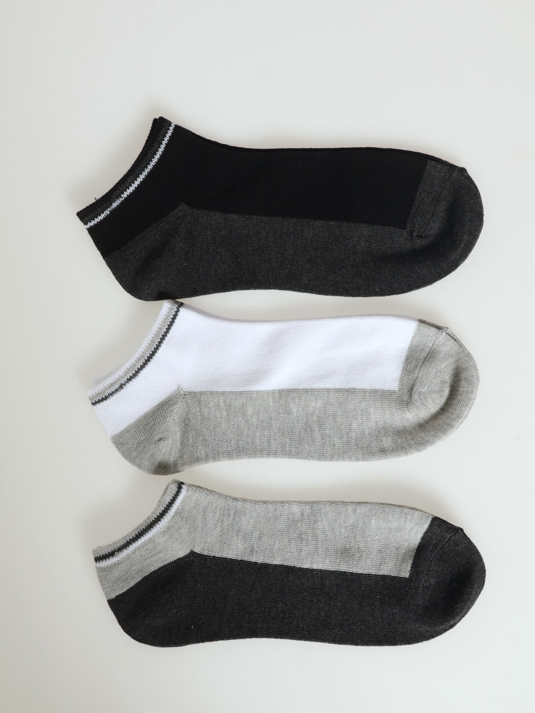 3 Pack Fashion Lowcut Socks - Grey/Black/White