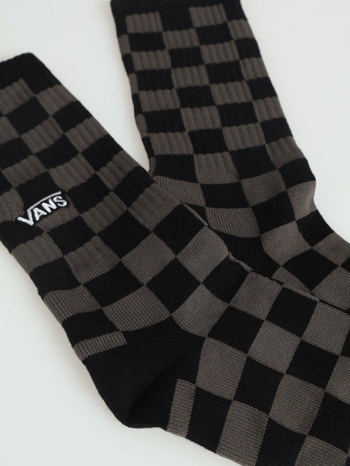 Fashion Single Checkerboard Crew Socks - Black