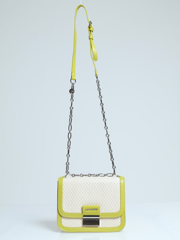 Raffia Crossbody Bag - Lime