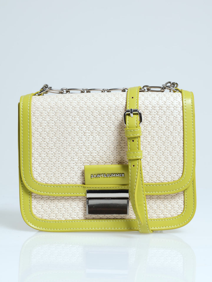 Raffia Crossbody Bag - Lime