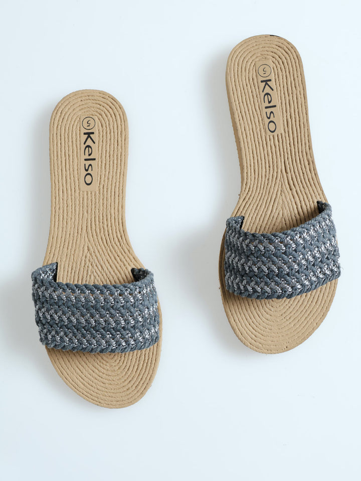 Single Band Mule Sandal - Grey & Peweter