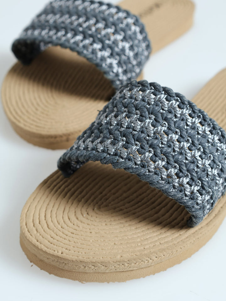 Single Band Mule Sandal - Grey & Peweter