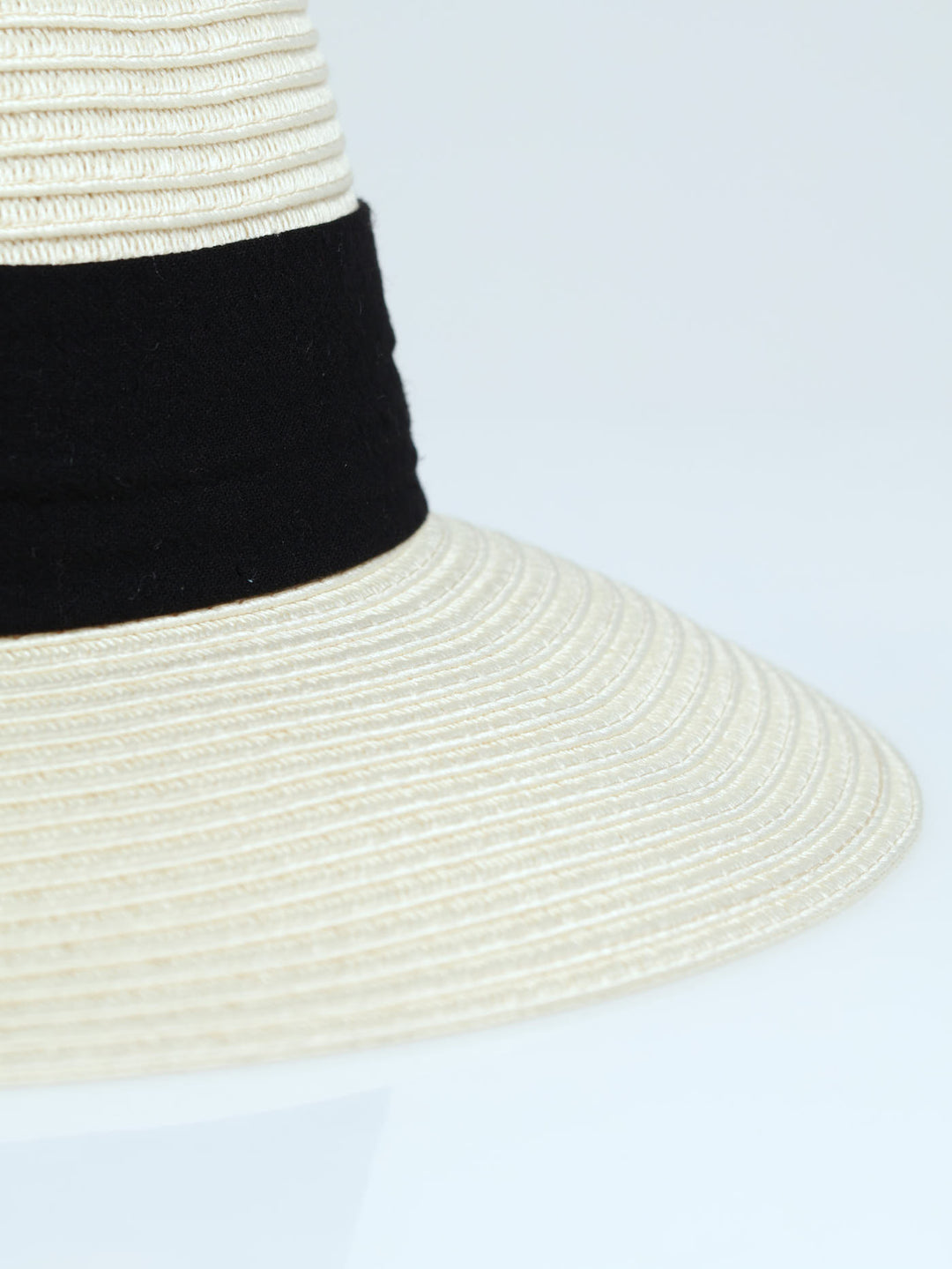 Folded Ribbon Turn Down Brim Sunhat - Beige