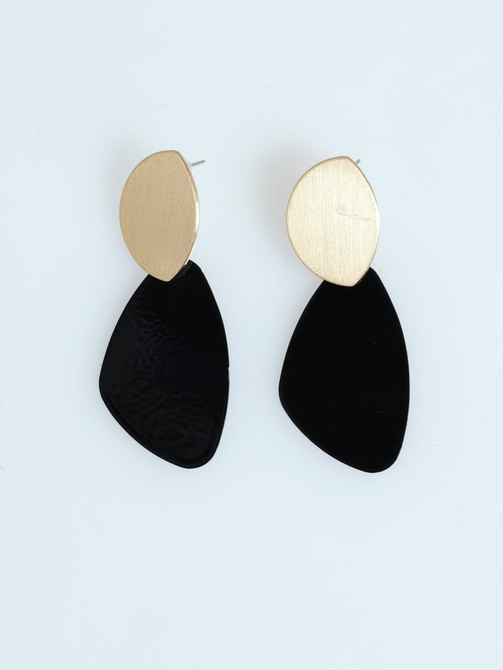 Brushed Drop Earring - Gold/Black