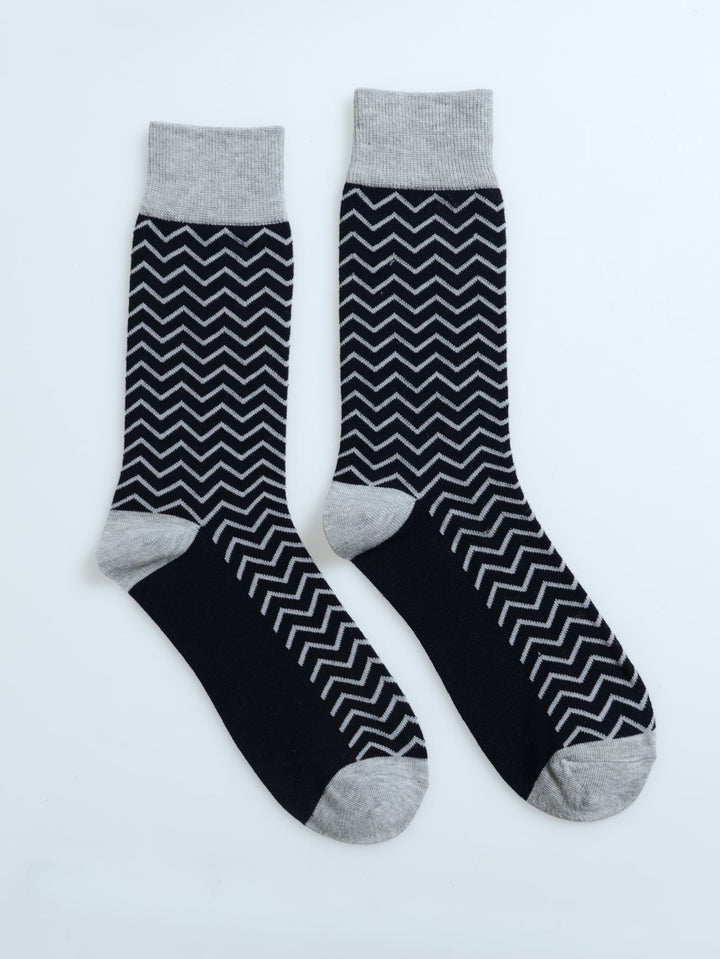 Striped Single Socks - Grey/Navy