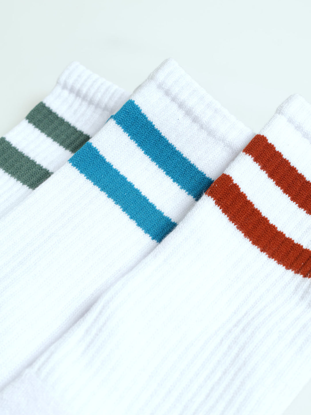 3 Pack Anklet Tennis Socks - White/Green/Blue