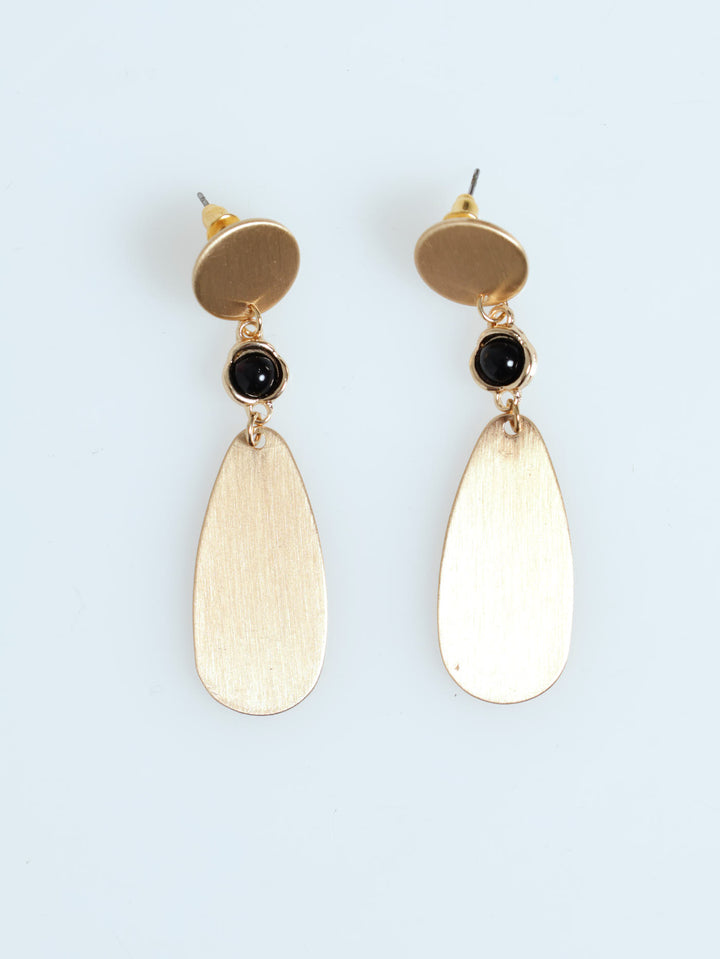 Brushed Metal Drop Earring - Gold