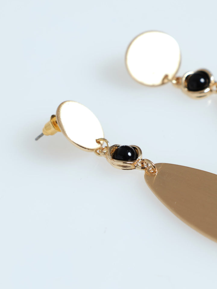 Brushed Metal Drop Earring - Gold